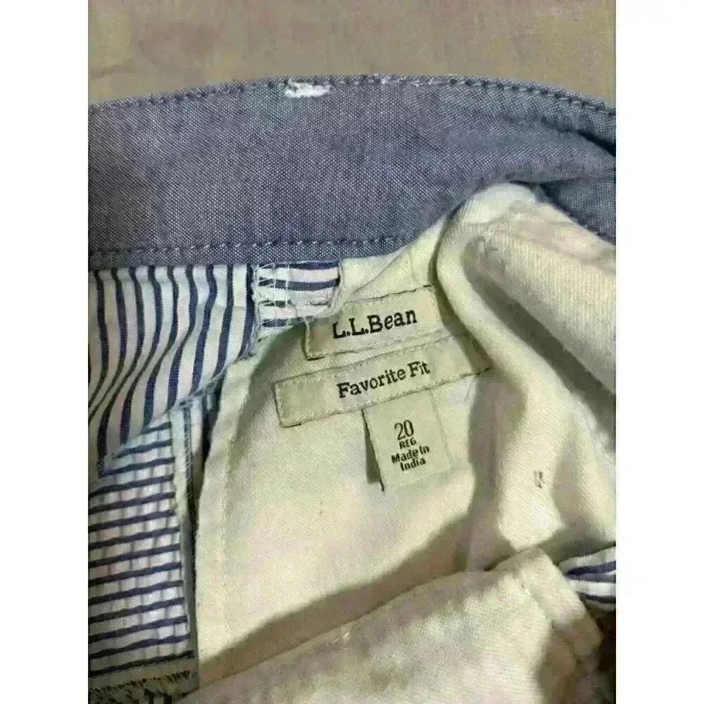 L.L. Bean Favorite Fit Womens 20 Seersucker Patchwork Bermuda Shorts Blue White - Picture 5 of 5